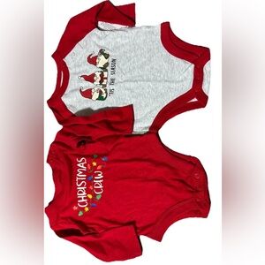 2 Infant Christmas Bodysuits Size 3-6 Months Weight 12.5-16 Lbs.  NEW